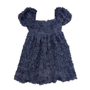 Lulus Blue Floral Ruffle Puff Sleeve Mini Dress Womens XL